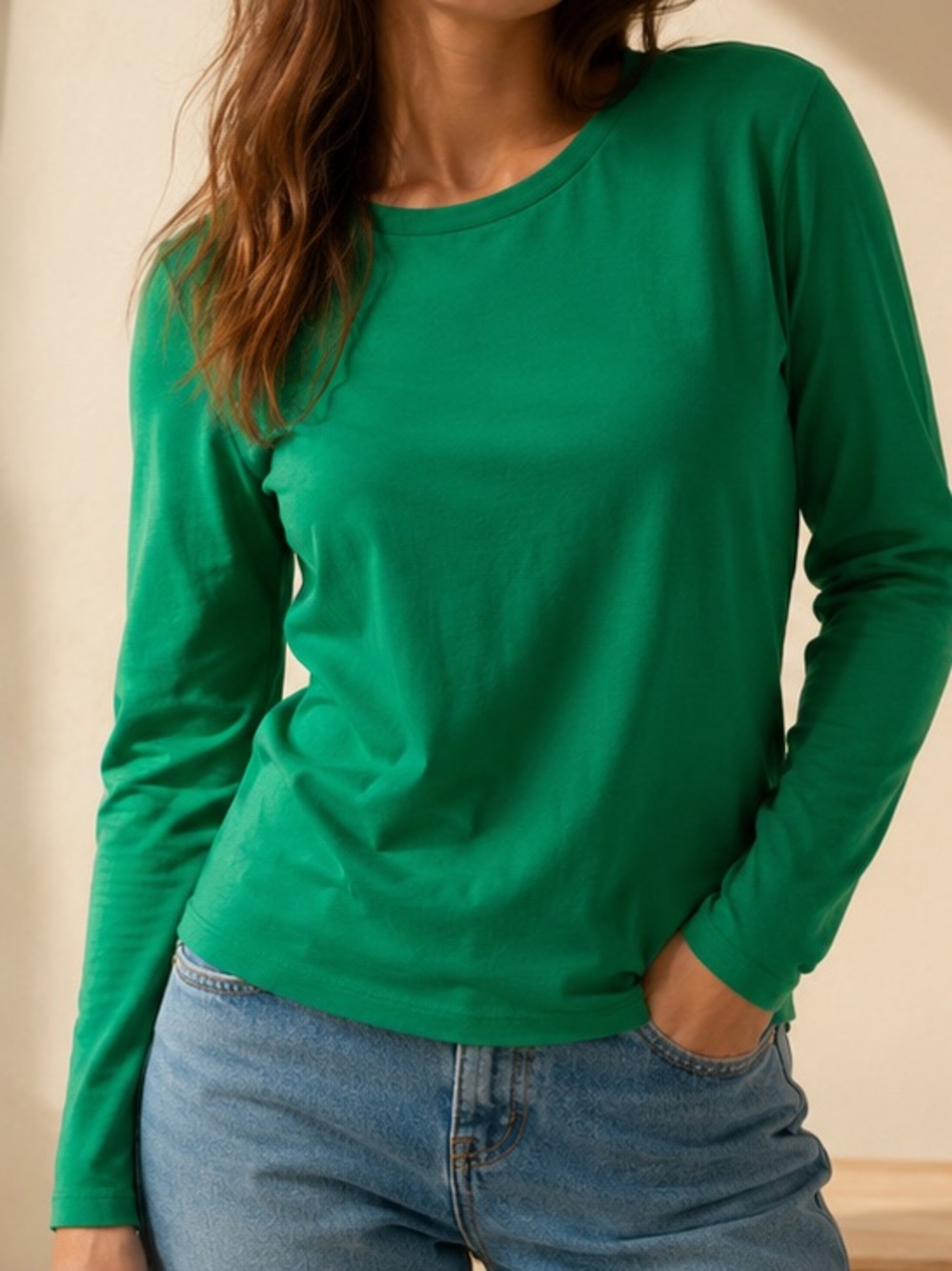 United Colors Of Benetton Grass Green Long-Sleeve Crewneck Top